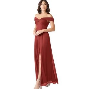 AZAZIE ALMENDRA A-Line Sweetheart Neckline Mesh Floor-Length Dress Rust